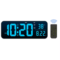 Jam Alarm Digital LED 15 inci, dengan Remote kontrol multifungsi dinding/Desktop tampilan waktu/suhu/Timer