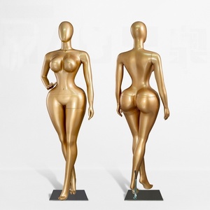 Mannequin féminin en fibre de verre doré, <span class=keywords><strong>taille</strong></span> extra-large, <span class=keywords><strong>taille</strong></span> cintrée, poitrine et fessier généreux, avec tête, pour vitrine - Product Image 4