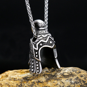 yunnique Stainless Steel Warrior Helmet Pendant Necklace Geometric Design Japanese Korean Style Fashion Jewelry - Product Image 3