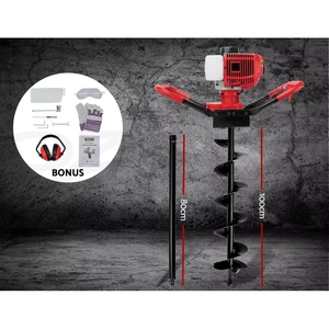 Máy khoan đào lỗ cọc, máy khoan đất công nghiệp 52cc chạy xăng, kèm đầu khoan, dụng cụ mở rộng hàng rào, mũi khoan trồng cây, máy làm đất bằng kim loại - Product Image 5