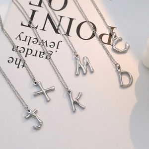Letter Necklace Stainless Steel Women's Pendant Geometric Alphabet Everyday Wear - Product Image 1