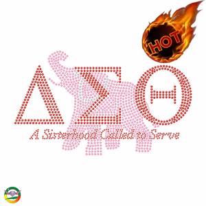 All'ingrosso rosa e verde AKA Afro Lady strass trasferimento di calore personalizzato Sorority strass in ferro su motivo per t-shirt - Product Image 6