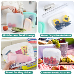 Çevre dostu kullanımlık ayakta duran torba buzdolabı dondurucu taze LFGB fermuar depolama Zip kilit aperatif için silikon gıda çanta Set - Product Image 4