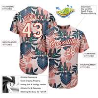 Kemeja Hawaii Kustom Motif Daun Palem dan Bunga, Jersey Baseball Modis, Kemeja Kancing Depan, Atasan Kemeja Baseball