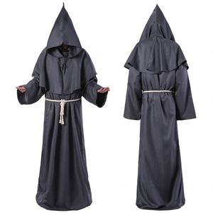 Disfraz de Bruja de Halloween, Túnica de Monje, Sotana, Ropa para Hombre y Mujer, Disfraz Medieval Renacentista de Sacerdote, 4ourcostumes - Product Image 6
