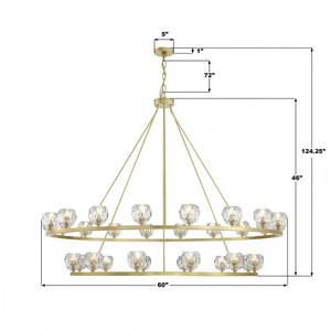 Lámpara de Techo Moderna de Lujo con Doble Anillo, 30 Luces, 60 Pulgadas, Redonda, de Latón, <span class=keywords><strong>para</strong></span> Sala de Estar, Vestíbulo, Villa, Comedor - Product Image 5