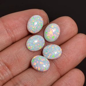 Piedras sueltas de ópalo blanco sintético ovaladas para la fabricación de joyas, cristales curativos a granel, piedra de nacimiento, material para manualidades DIY. - Product Image 3