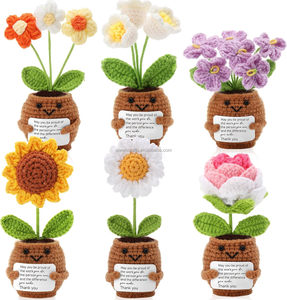 Mini plante en pot de tournesol au crochet, tournesol tricoté réaliste pour la salle de bain, la maison, la cuisine, centre de table rustique, décoration d'étagère - Product Image 6