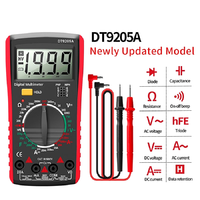 DT9205A Multimeter AC/DC profesional, alat pendeteksi pengukur tegangan kapasitor HFE Ohm True RMS