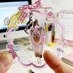 Spot Wholesale plastic keychain Cute <b>cat</b> rotating charm Creative <b>backpack</b> decoration Cartoon anime keychain - Product Image 2