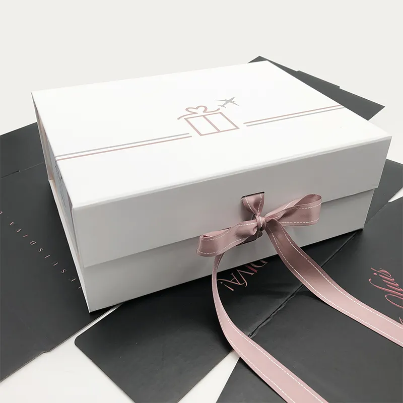 Матовая Складная жесткая бумажная упаковочная коробка, индивидуальная Магнитная крышка, подарочные белые картонные коробки для упаковки
