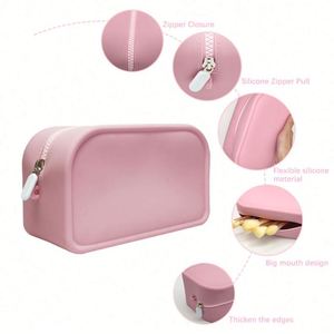 Sac de rangement pour maquillage en silicone réutilisable, écologique, résistant à l'eau, grand format, avec fermeture éclair, design tendance, vente chaude - Product Image 4