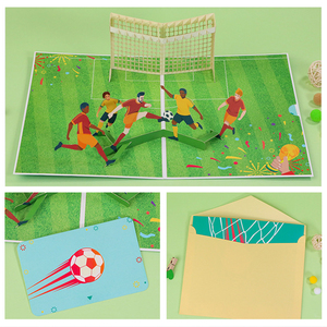 Carte de vœux 3D pop-up sur le thème du football avec un design de but et de ballon, un cadeau pour les fans de sport - Product Image 3