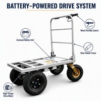 Chariot pliable électrique à quatre roues en métal, petit transporteur pouvant entrer dans un ascenseur, une personne peut transporter une charge ultra-lourde