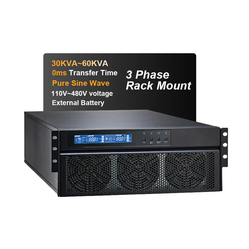 3 pha 20kva 30 KVA 30Kw 40kva 40kw 60kva 80kva tinh khiết Sine Wave 19:"Rack mountable mạng trực tuyến UPS giá tốt 30kVA chia