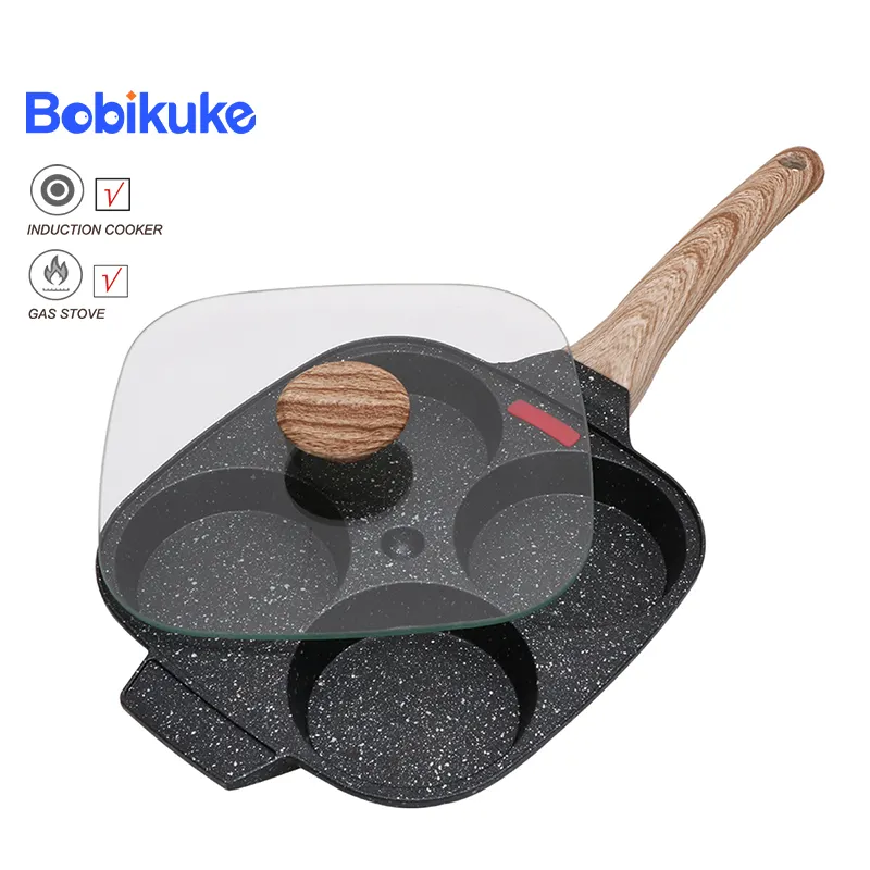 Frying Pan Cookware Kitchen Breakfast Cooking Aluminum Pancake Omelette Nonstick Frying Pan Egg Pan With Glass Lid