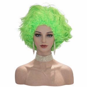 Vente en gros Perruque courte <span class=keywords><strong>afro</strong></span> verte Cheveux bouclés moelleux pour Clown Party Halloween <span class=keywords><strong>Disco</strong></span> Costume Noël Carnaval Spectacle Performance - Product Image 2