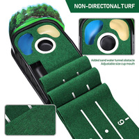 Tapis de putting de golf en forme de rein, 3 trous, portable, intérieur/extérieur, écologique, bicolore, vert réaliste, base antidérapante, entraînement