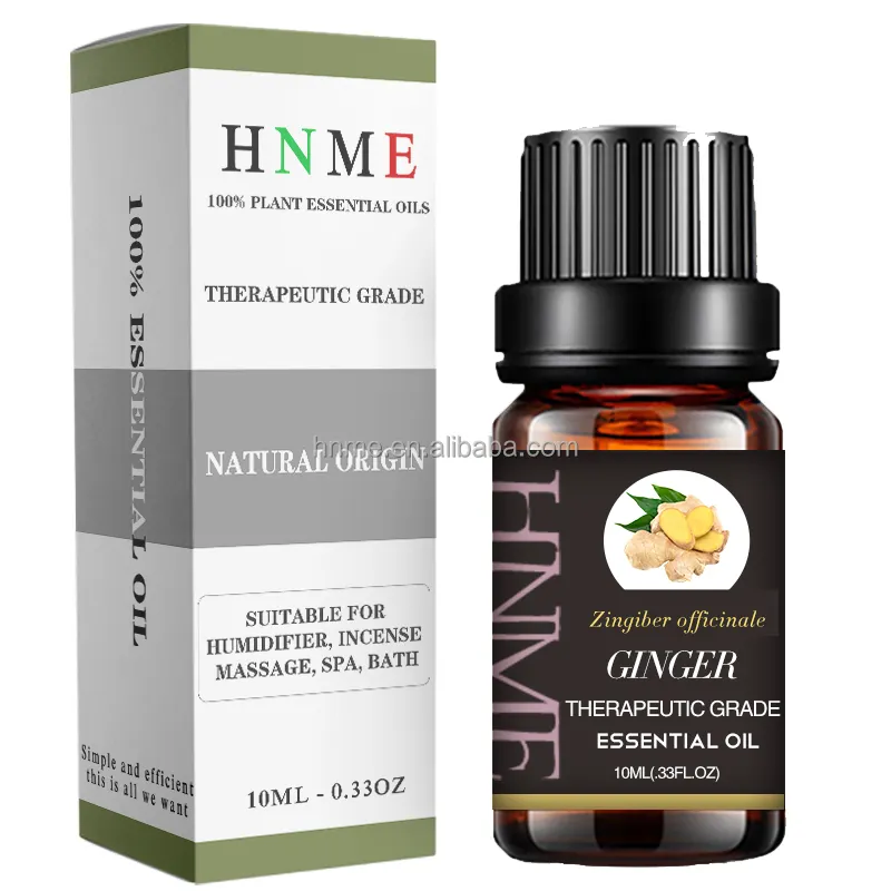 hnme Ginger Essential Oil Free Sample!! Printed Label 100% Natural Plant Extract Therapeutic Grade Essential Oil for Hair Growth
