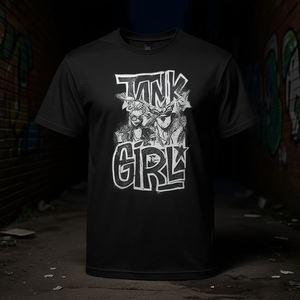 Tank Girl T-Shirt noir unisexe pour adulte à manches courtes et col rond avec design graphique - Product Image 3