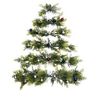Ensemble d'arbres de Noël artificiels à suspendre au mur, décorations murales colorées avec boules de Noël