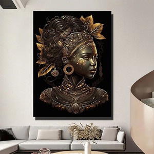 Venta al por mayor fantasía abstracta hermosas mujeres africanas negras lienzo impreso figura retratos para decoración <span class=keywords><strong>de</strong></span> la casa - Product Image 3