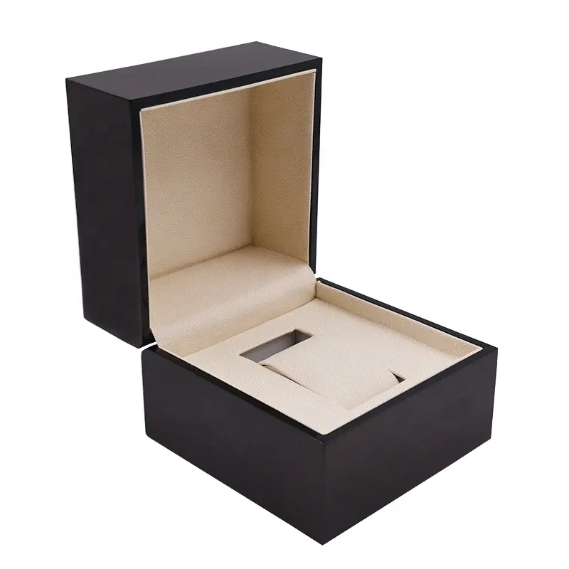 Pack Box Gift Box Custom Logo Gift Display Packaging Storage Luxury Small Black Flat Wooden Watch Box