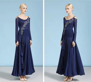 Robe de <span class=keywords><strong>danse</strong></span> moderne de style nouveau, vêtements de <span class=keywords><strong>danse</strong></span> standard, robe de valse à manches longues et col halter - Product Image 4