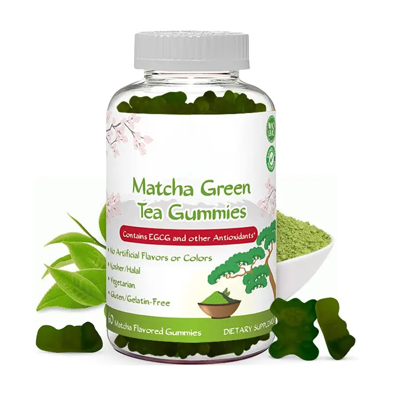 Teh hijau Matcha organik Gummies ekstrak teh hijau Vegan bubuk gula bebas Matcha Fudge untuk menurunkan berat badan