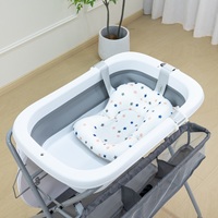 Meja Ganti Popok Bayi Lipat dengan Bak Mandi Kain Oxford, Tempat Perawatan Bayi, Alas Ganti Popok untuk Usia 0-12 Bulan