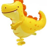 Ballon en aluminium Dinosaure Jaune de Dessin Animé Marchant avec Cœur, Décoration de Fête d'Anniversaire pour Enfants, Accessoires de Photomaton, Vente en Gros