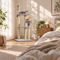 En gros, Grand Lit pour animaux multi-niveaux, Arbre à chat avec griffoirs en sisal, paniers surélevés et jouets à suspendre pour souris