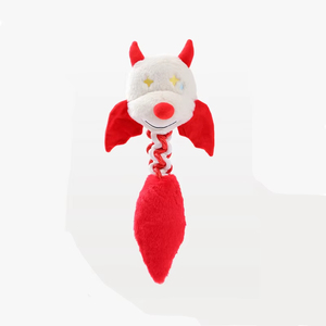 Jouets en peluche couineurs pour animaux de compagnie, en coton durable, amusants, en forme de démon, avec corde, son interactif, jouets à mâcher en peluche pour chiens - Product Image 6