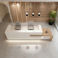 Nouveau design d'uniforme de réception, comptoir de réception en marbre, mobilier de réception, comptoir de vente au détail, grand comptoir de réception éclairé