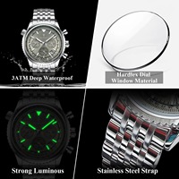 POEDAGAR 960 Nouvelle montre de luxe pour homme, acier inoxydable, étanche, lumineuse, quartz, date, chronographe, montres pour homme