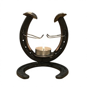 Porte-bougie fer à cheval équestre en métal, support pour bougie chauffe-plat, style rustique western, décoration d'intérieur ferme équine, centre de table - Product Image 1