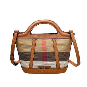Bolsos de mano de lujo retro para mujer, bolsos de diseñador de moda, de lona, cuero genuino, estilo vintage a cuadros, bandolera, bolsos de mano para damas. - Product Image 4