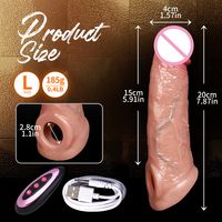 Fernbedienbarer, weicher, hohler Penisvergrößerungs-Vibrator, Penis-Extender, wiederverwendbare Penis-Hülle, Verlängerungskondom, Penisring für Männer