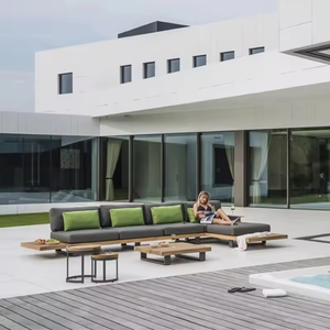 Ensemble <span class=keywords><strong>de</strong></span> canapés <span class=keywords><strong>de</strong></span> <span class=keywords><strong>jardin</strong></span> <span class=keywords><strong>de</strong></span> luxe en teck et corde, mobilier d'extérieur pour hôtels et villas, avec coussins imperméables, ensemble <span class=keywords><strong>de</strong></span> <span class=keywords><strong>salon</strong></span> moderne combiné - Product Image 2