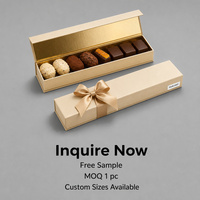 Boîte cadeau longue magnétique en ruban ambre avec nœud en satin et doublure dorée, impression personnalisée pour la vente en gros de chocolats