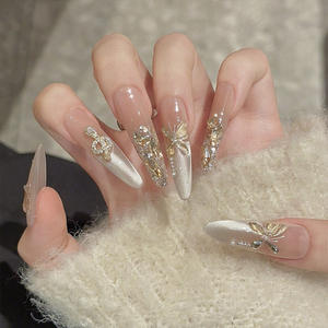 เล็บแบบยาวแบบใหม่สำหรับตกแต่งเล็บทำมือคุณภาพสูงรูปแมวตาผีเสื้อสีทอง - Product Image 2