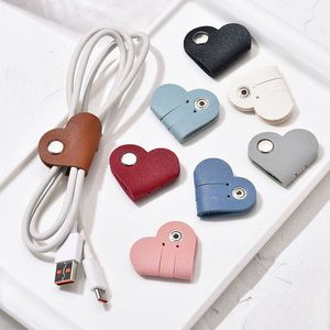 Reusable Heart Cable Keeper Soft Leather Cord Organizer Multi-color Cable <b>Wrap</b> for Charging Cable - Product Image 1