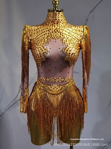 Tenue élastique et serrée avec pompon en diamant brillant multicolore Danse latine Scène Night Club Performance Wear for <span class=keywords><strong>DJ</strong></span> Singer Dancer - Product Image 6