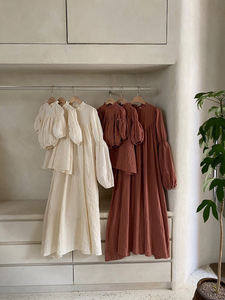 Ropa para Madre e Hija, Colección Primavera-Otoño 22, Vestido con Cuello Alto para Niñas, Vestido con Mangas Abullonadas, Pelele para Bebés - Product Image 5