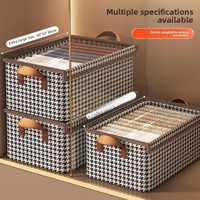 Boîte de rangement pour couette en métal moderne à motif plat, couvercle pliable, bac de rangement pour armoire, literie, durable, à un seul niveau, grand panier de rangement