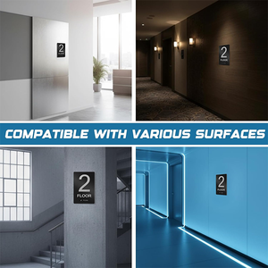Letrero Profesional para Piso con Número en Braille - Letrero Táctil para Puerta/Pared para Oficina, Hotel, Hospital, Negro/Plateado, Personalizable - Product Image 6