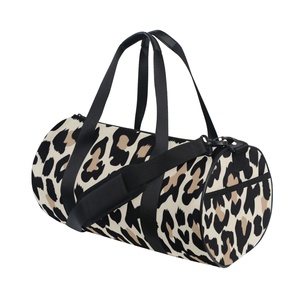 Stylish Custom Leopard Print <b>Round</b> <b>Canvas</b> Sports Weekender Women Overnight Duffle Travel Bags - Product Image 3