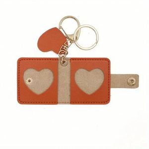 Cute Heart Shape Storage Case Pendant Mini Pu Leather Picture Holder Bag Charms Photo Keeper Keychain for <b>Memory</b> & <b>Gift</b> - Product Image 6