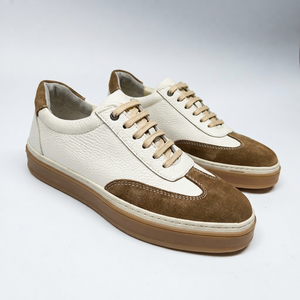 Zapatos informales de cuero de dos tonos para hombre, zapatillas para caminar con cordones, calzado de calle transpirable antideslizante con punta redonda - Product Image 1
