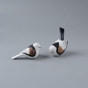 Nanhui pájaro de madera Chickadee artesanía tallada a mano gordo pájaro tallado en madera Decoración de mesa lindo pequeño regalo - Product Image 4